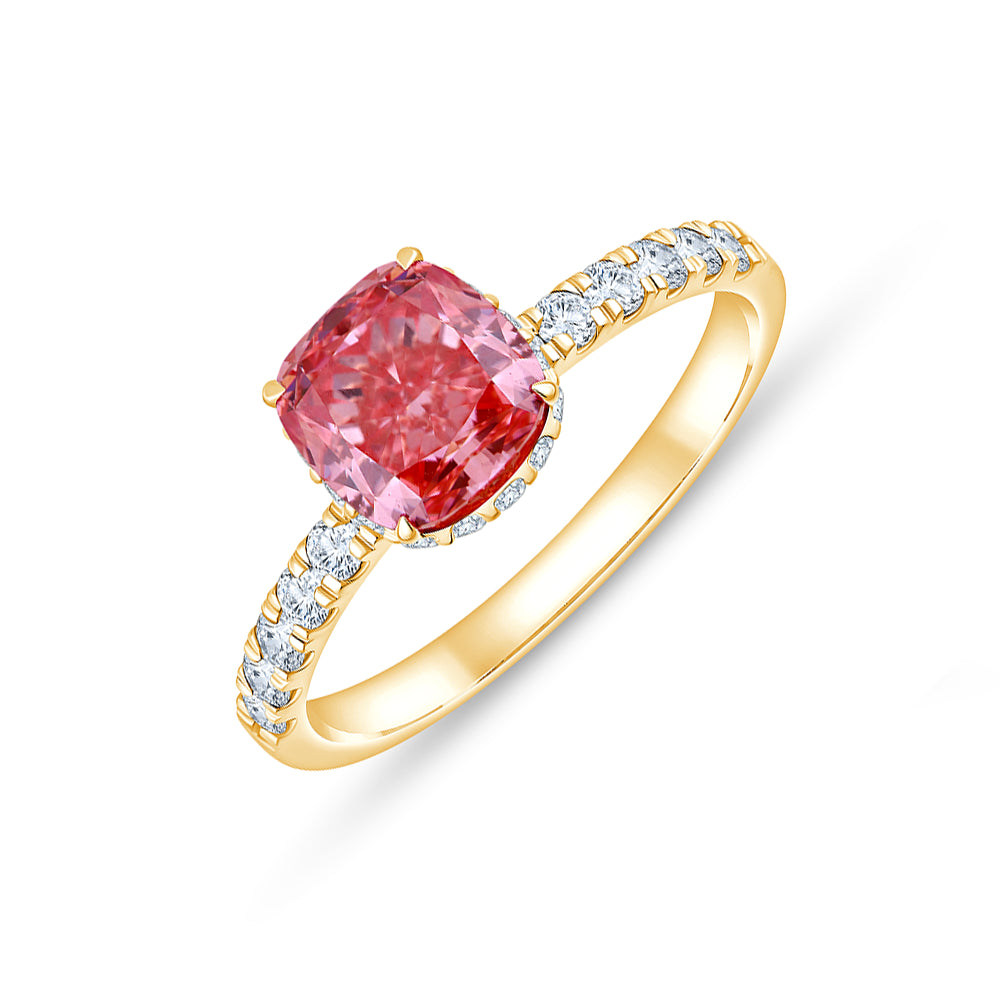 CushionCut Halo Pink Diamond Ring