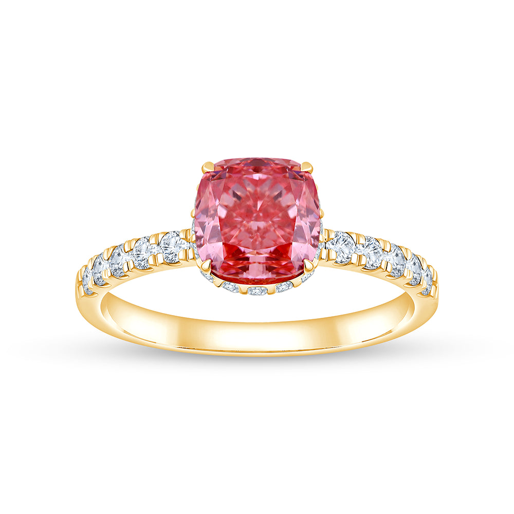 CushionCut Halo Pink Diamond Ring