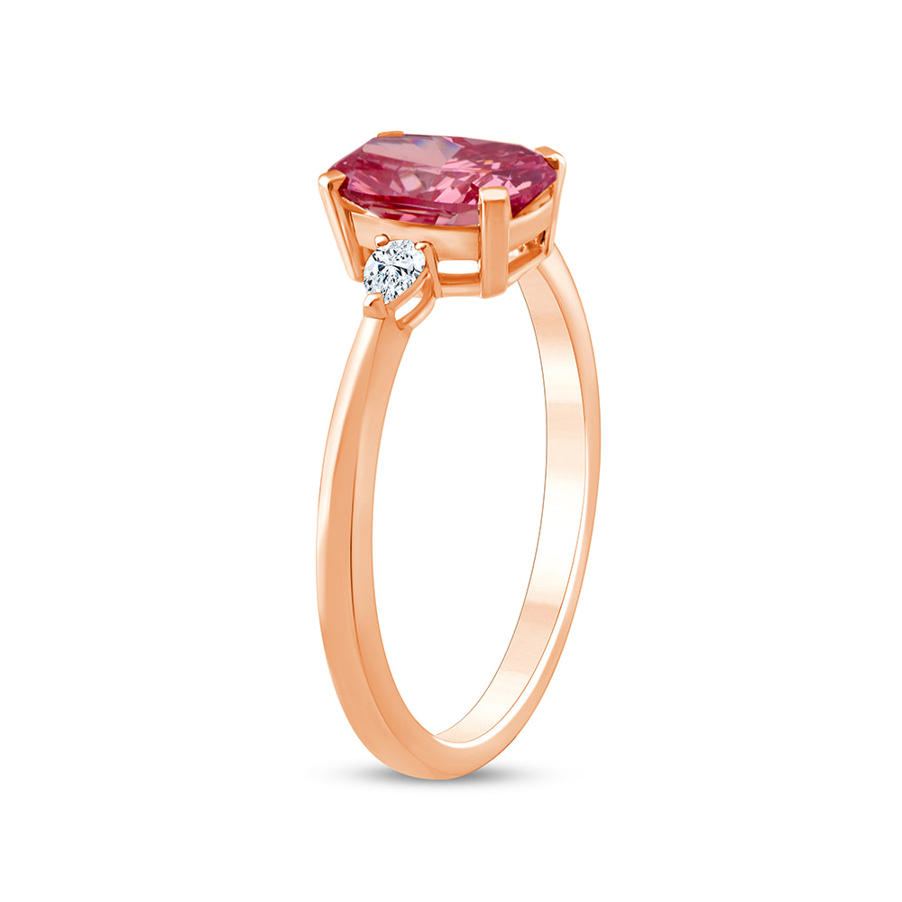 CushionCut Pear Accent Pink Diamond Ring