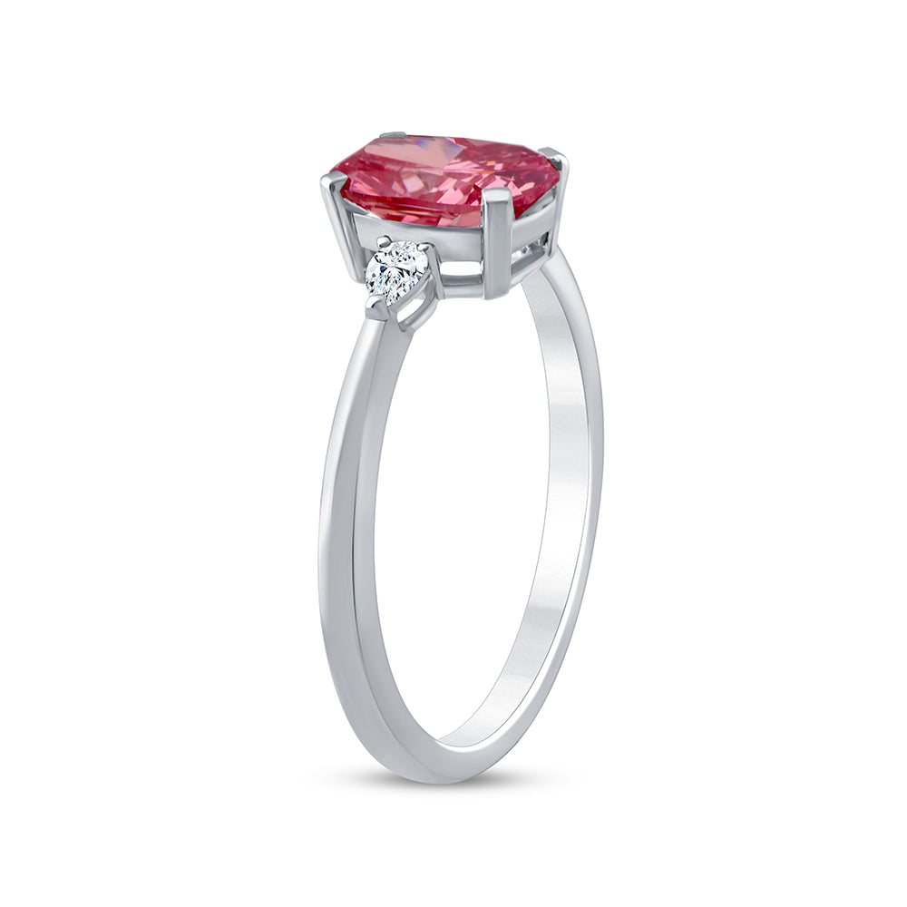 CushionCut Pear Accent Pink Diamond Ring