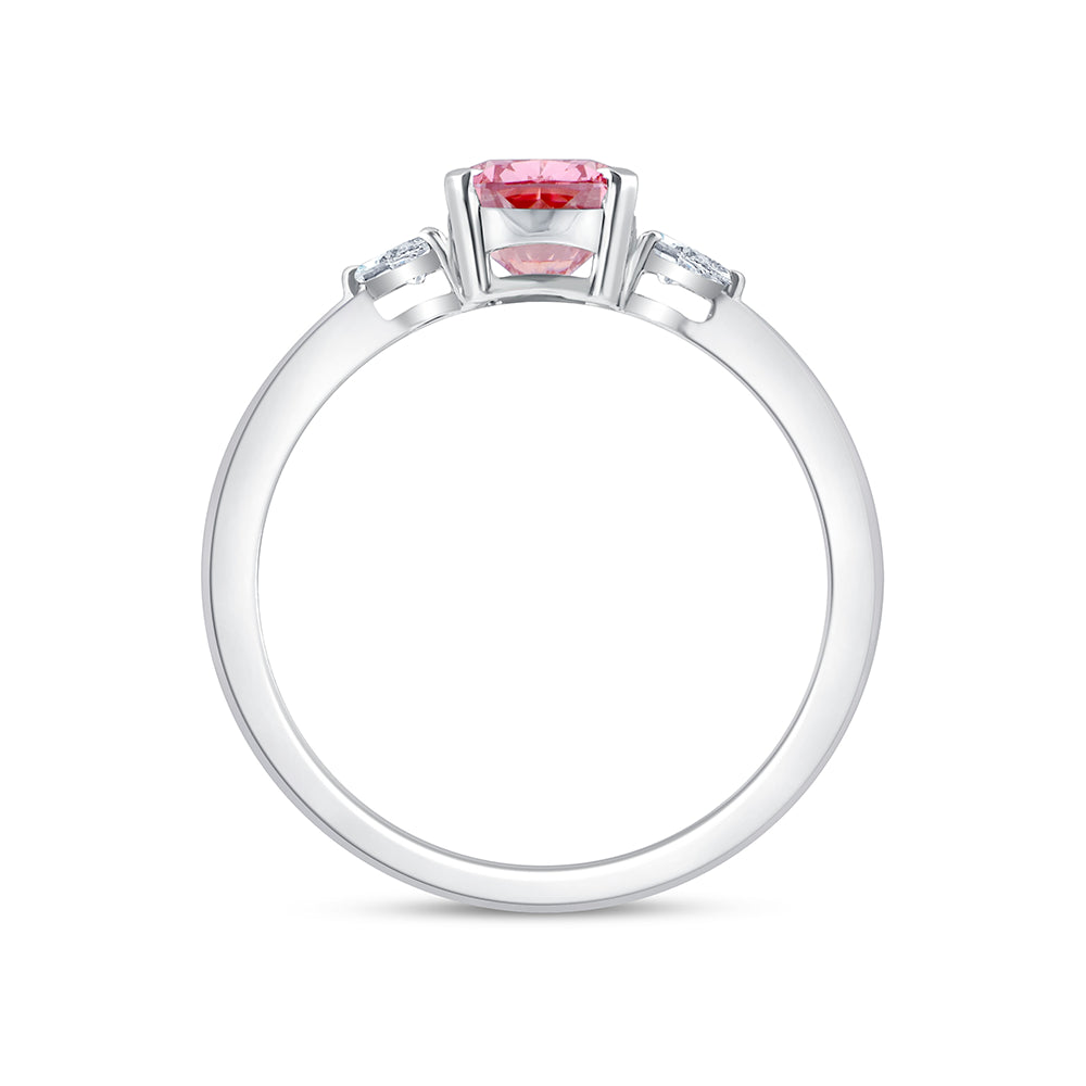 CushionCut Pear Accent Pink Diamond Ring