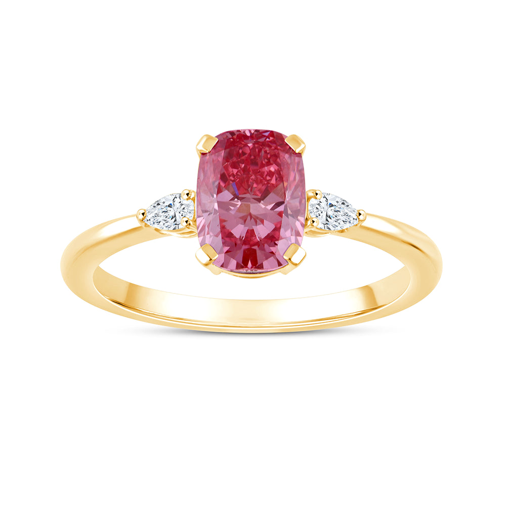 CushionCut Pear Accent Pink Diamond Ring
