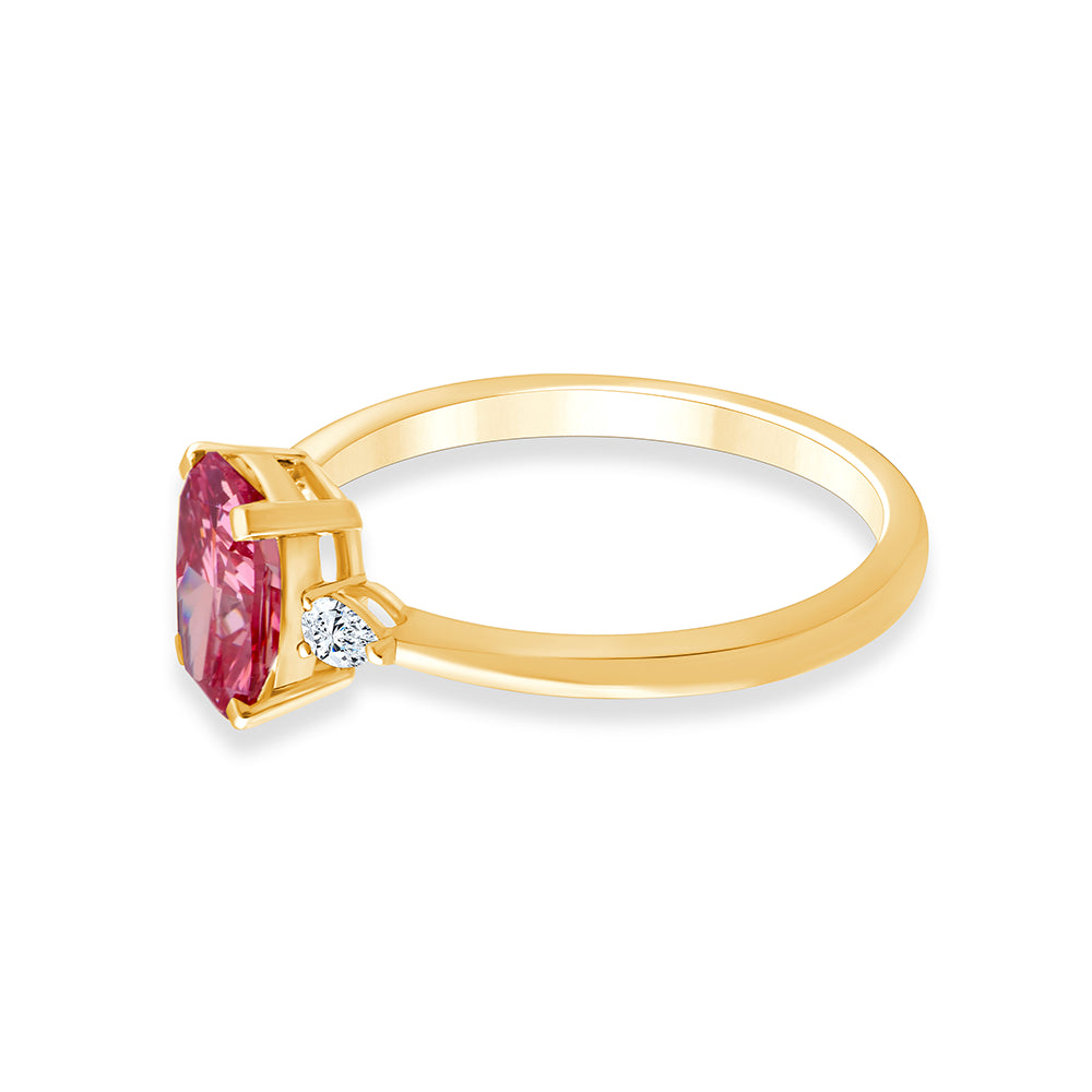 CushionCut Pear Accent Pink Diamond Ring