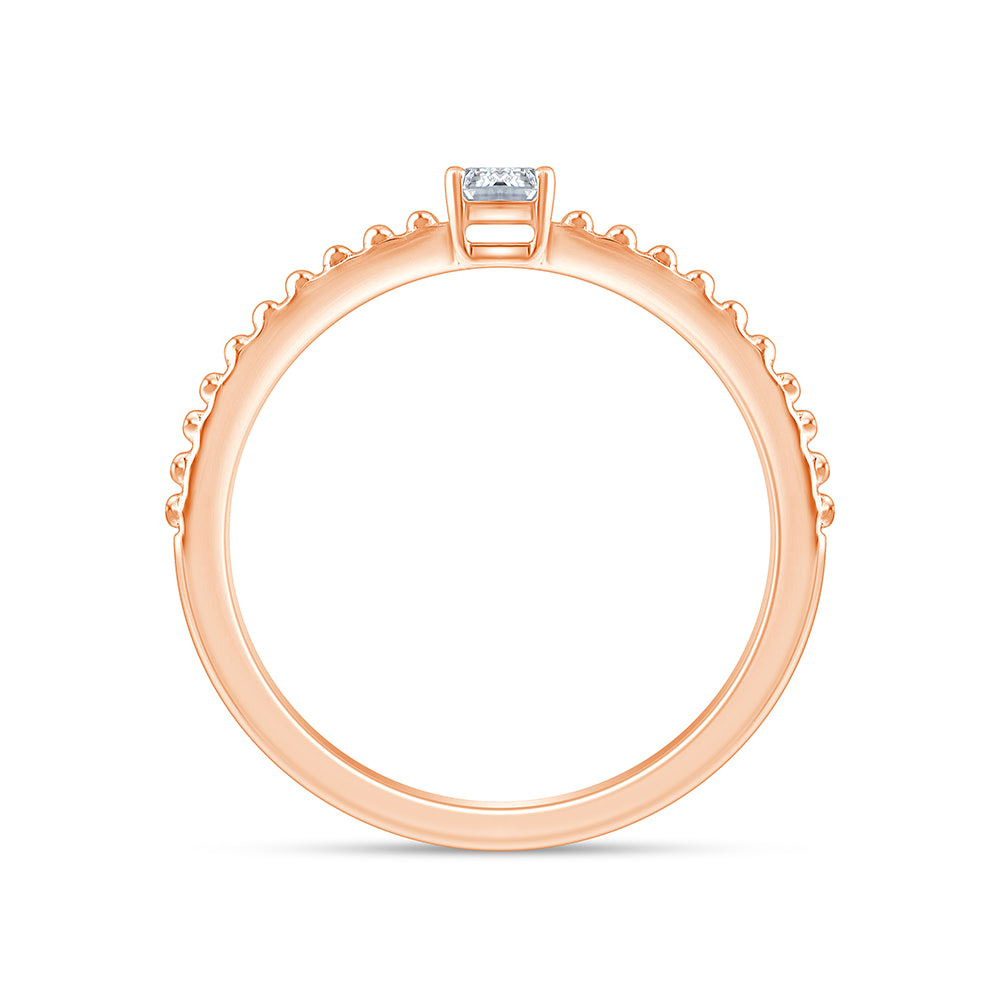 EmeraldCut Beaded Band Solitaire Ring