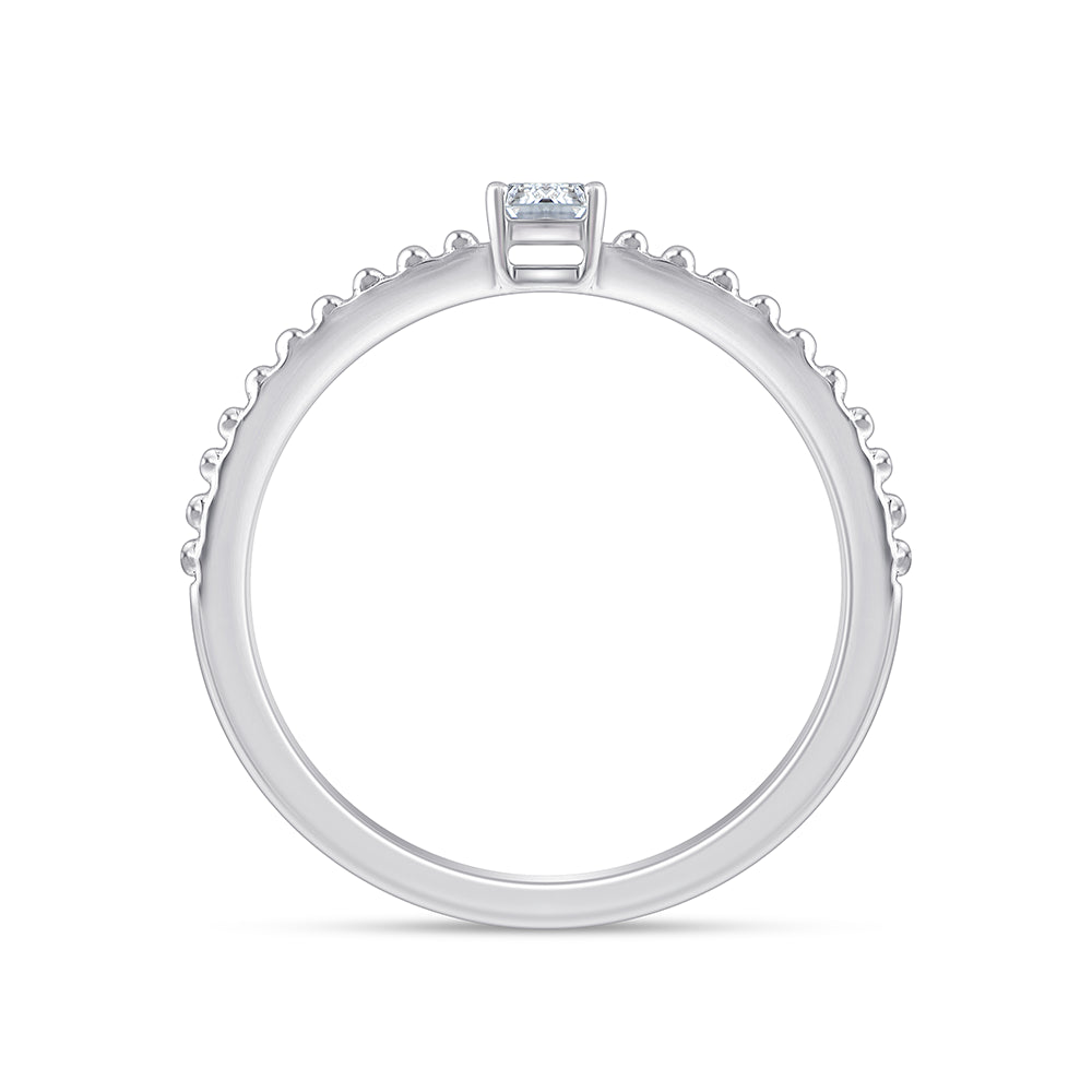 EmeraldCut Beaded Band Solitaire Ring