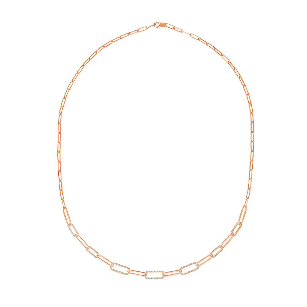 Diamond Paperclip Link Chain Necklace 