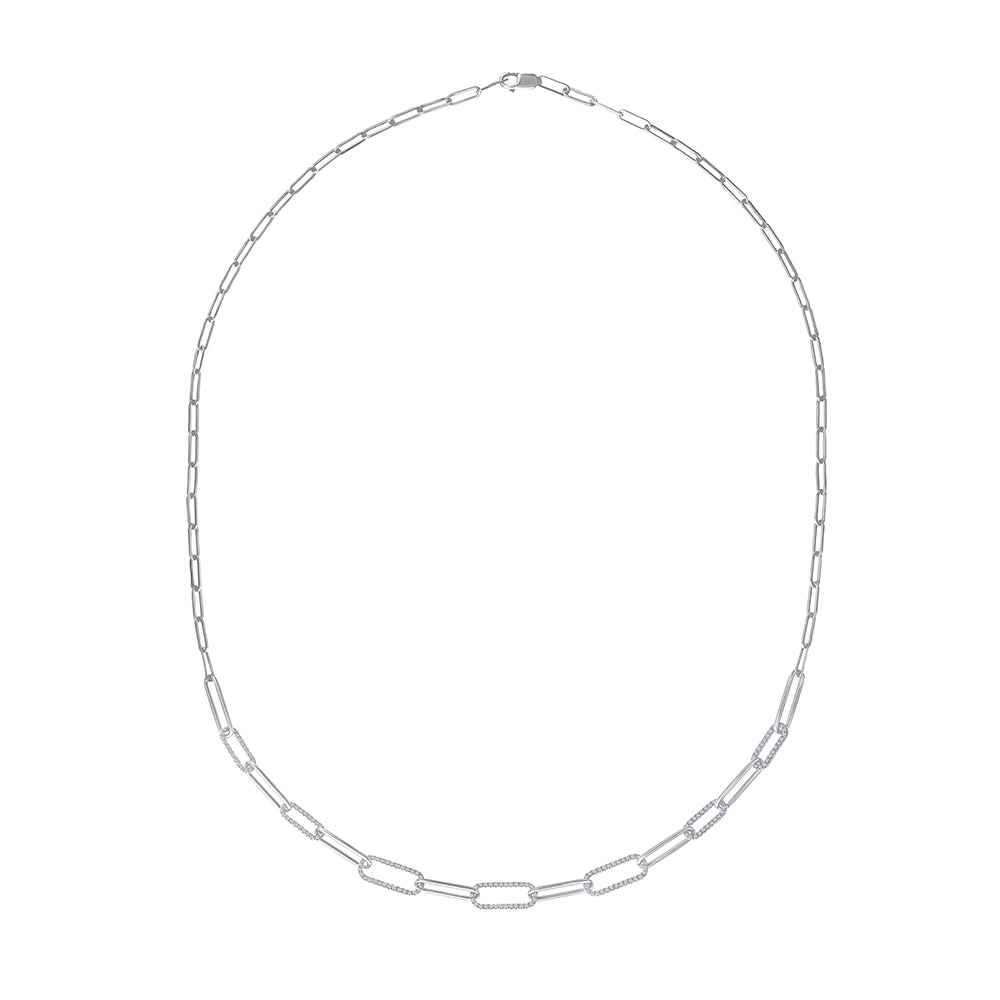 Diamond Paperclip Link Chain Necklace 