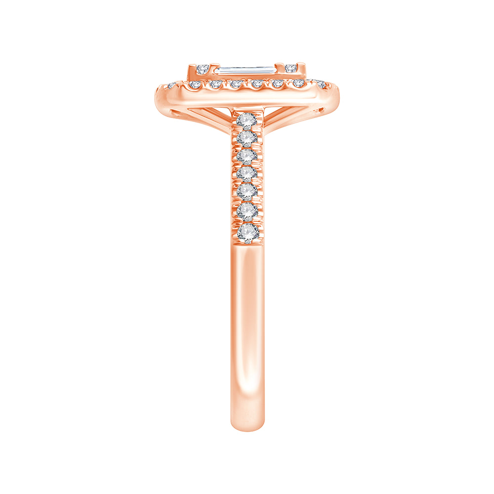 Baguette Cut Accented Halo Ring 