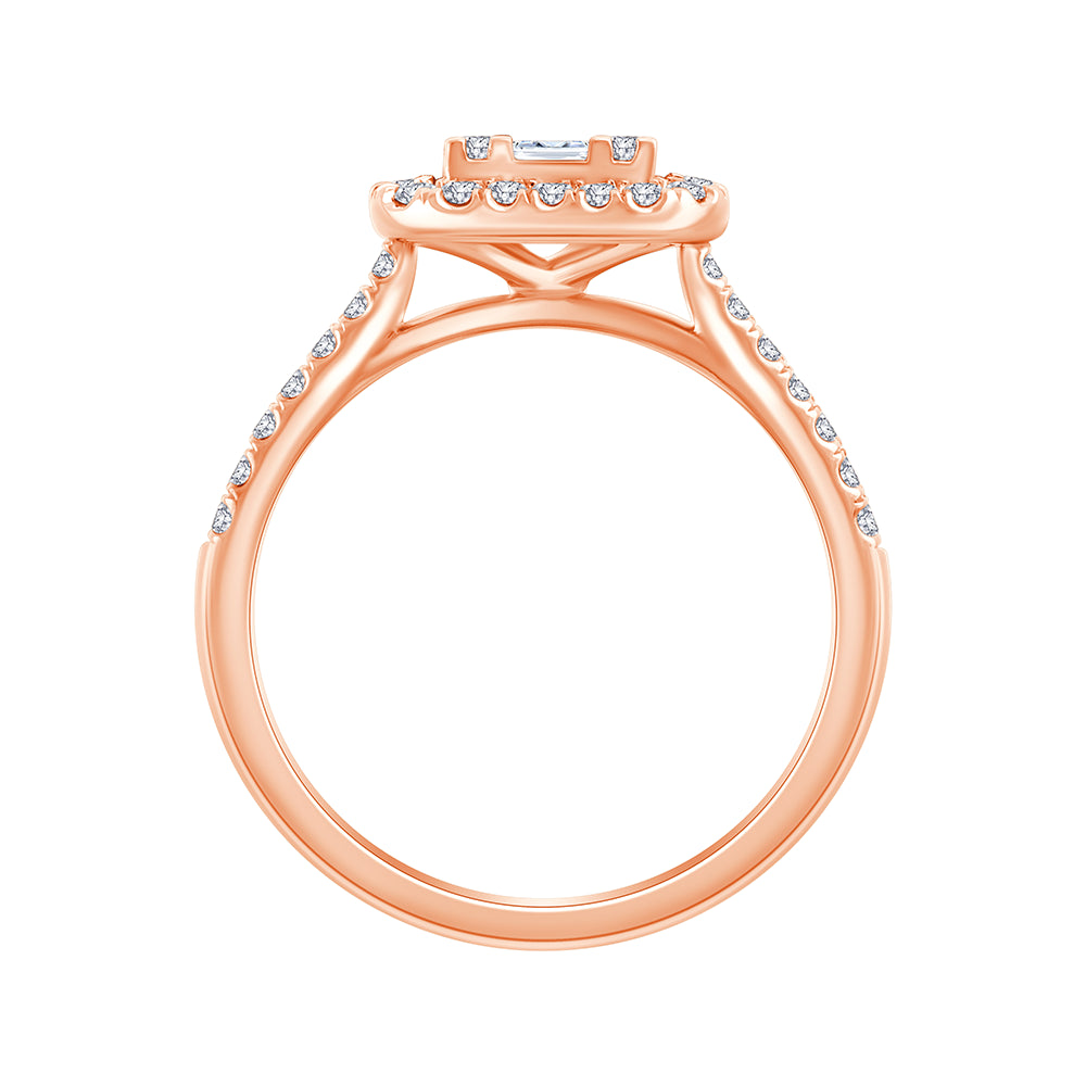 Baguette Cut Accented Halo Ring 
