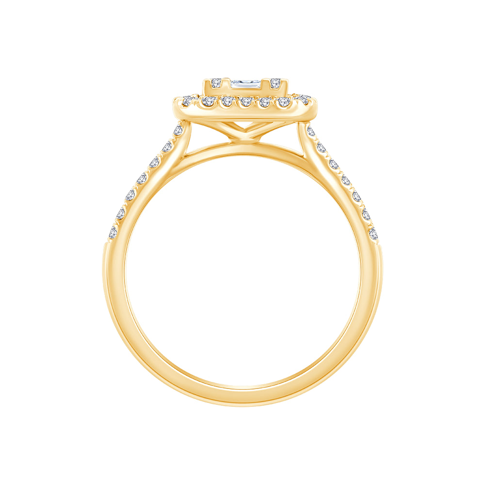 Baguette Cut Accented Halo Ring 