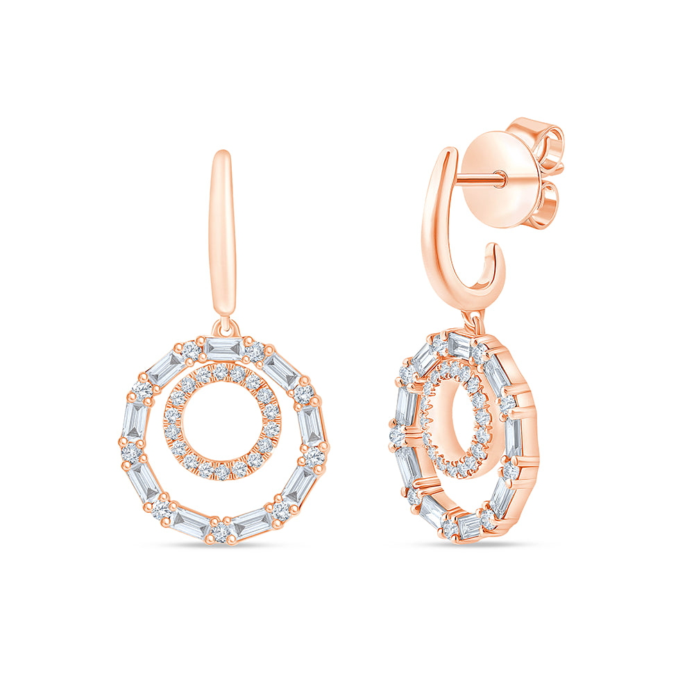 Mixed Cut Nested Circle Diamond Earrings 