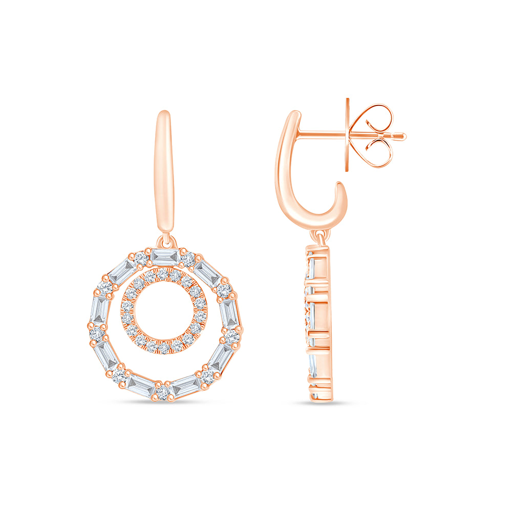 Mixed Cut Nested Circle Diamond Earrings 