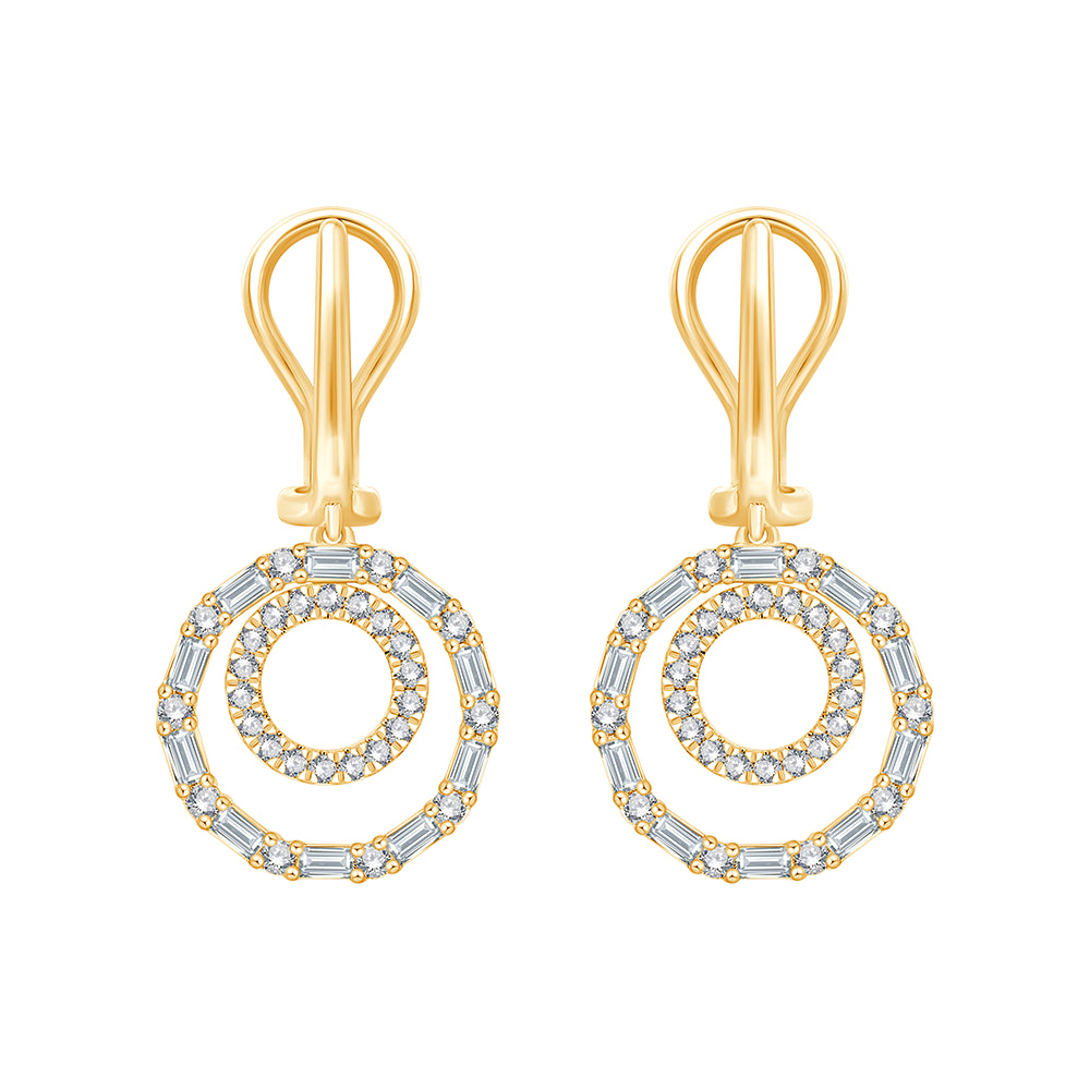 Mixed Cut Nested Circle Diamond Earrings 