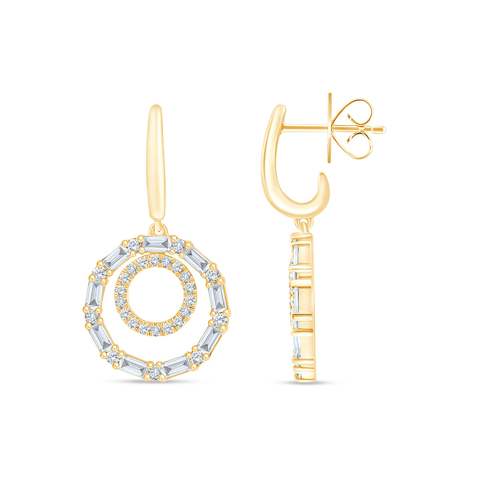 Mixed Cut Nested Circle Diamond Earrings 