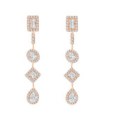 Mixed Cut Halo Drop Earrings