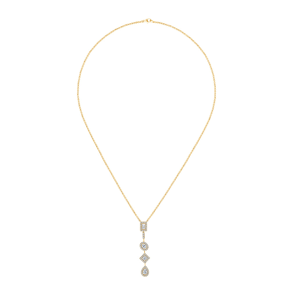 Mixed Cut Halo Drop Pendant