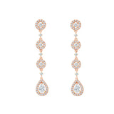 Brilliant & Pear Cut Halo Drop Earrings