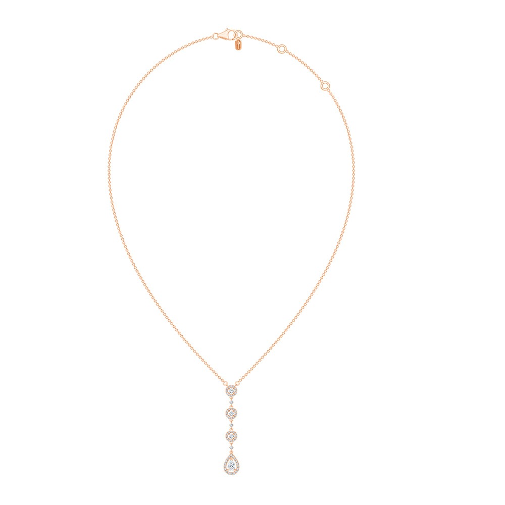 Brilliant and Pear Cut Halo Drop Pendant 