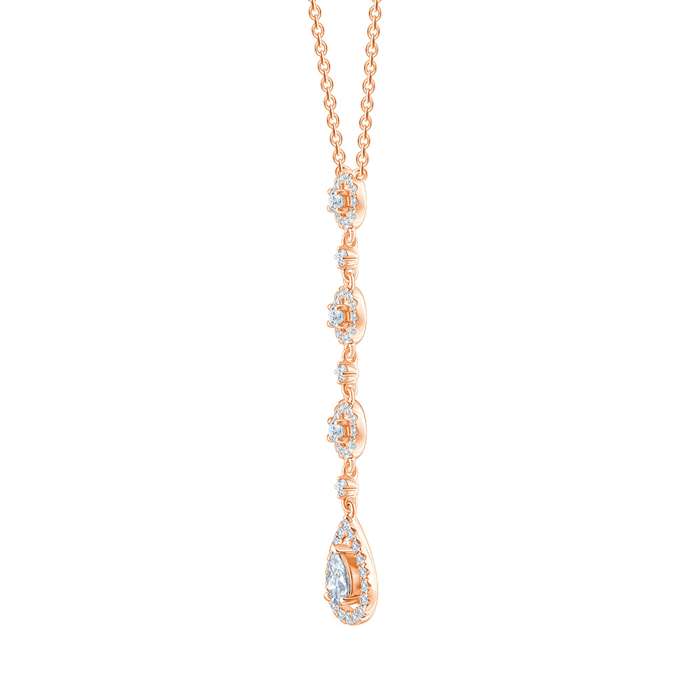 Brilliant and Pear Cut Halo Drop Pendant 