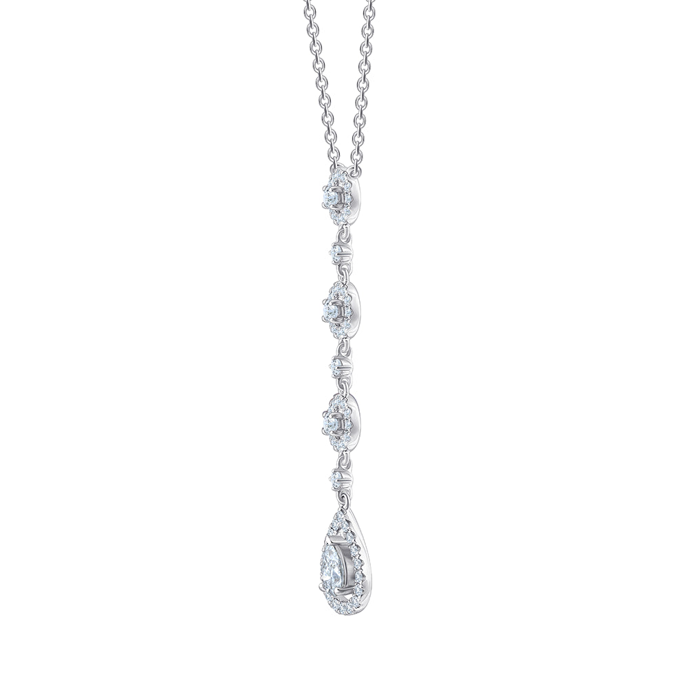 Brilliant and Pear Cut Halo Drop Pendant 