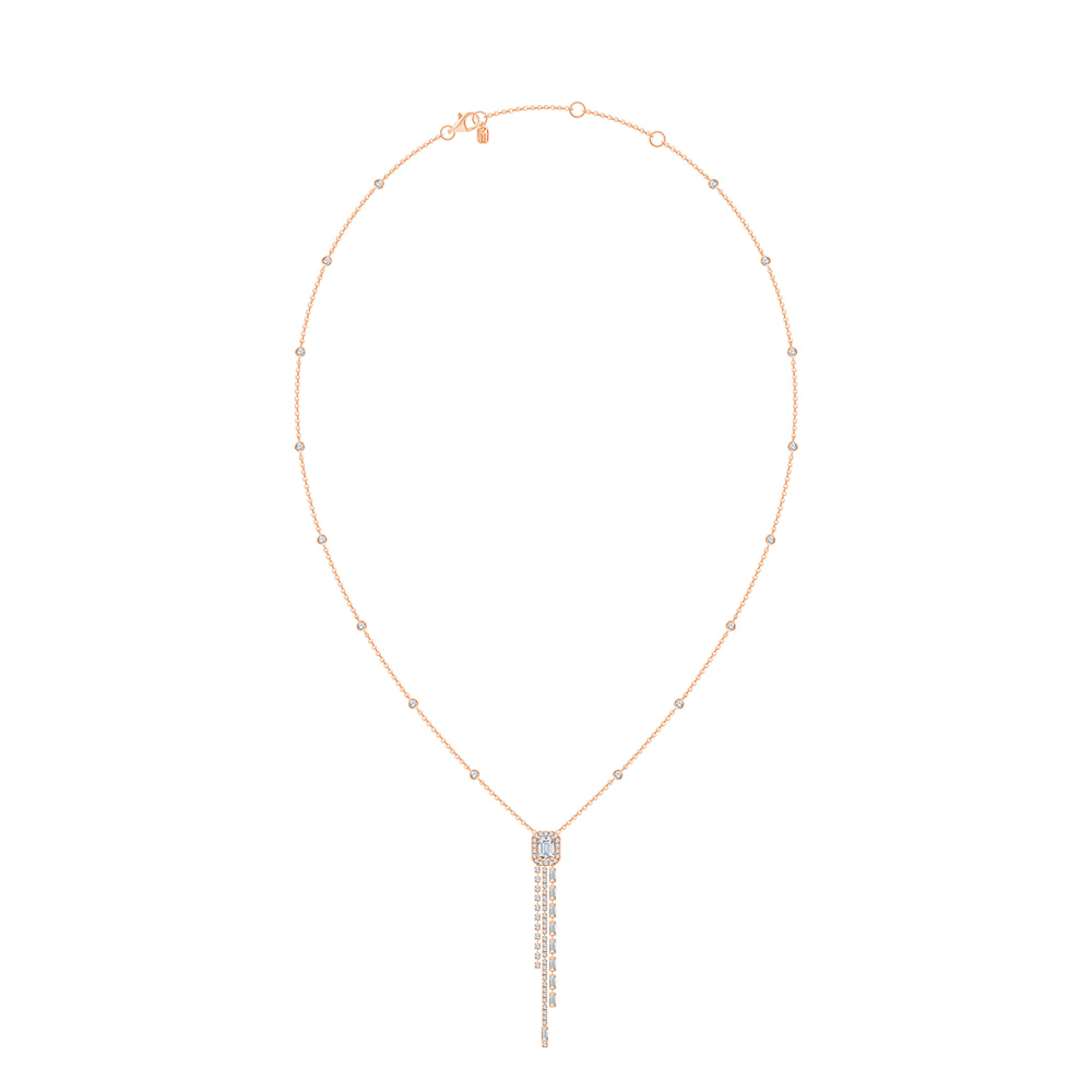 Baguette Cut Halo Tassel Pendant