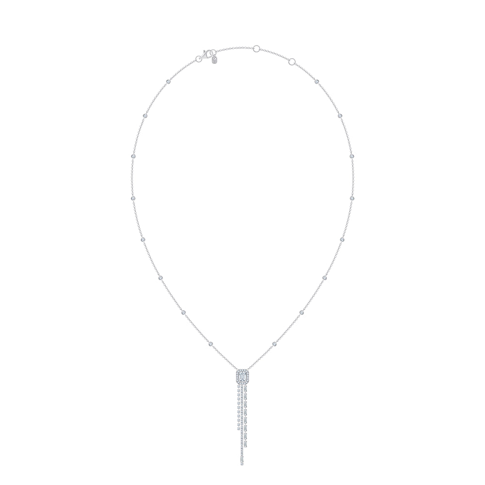 Baguette Cut Halo Tassel Pendant