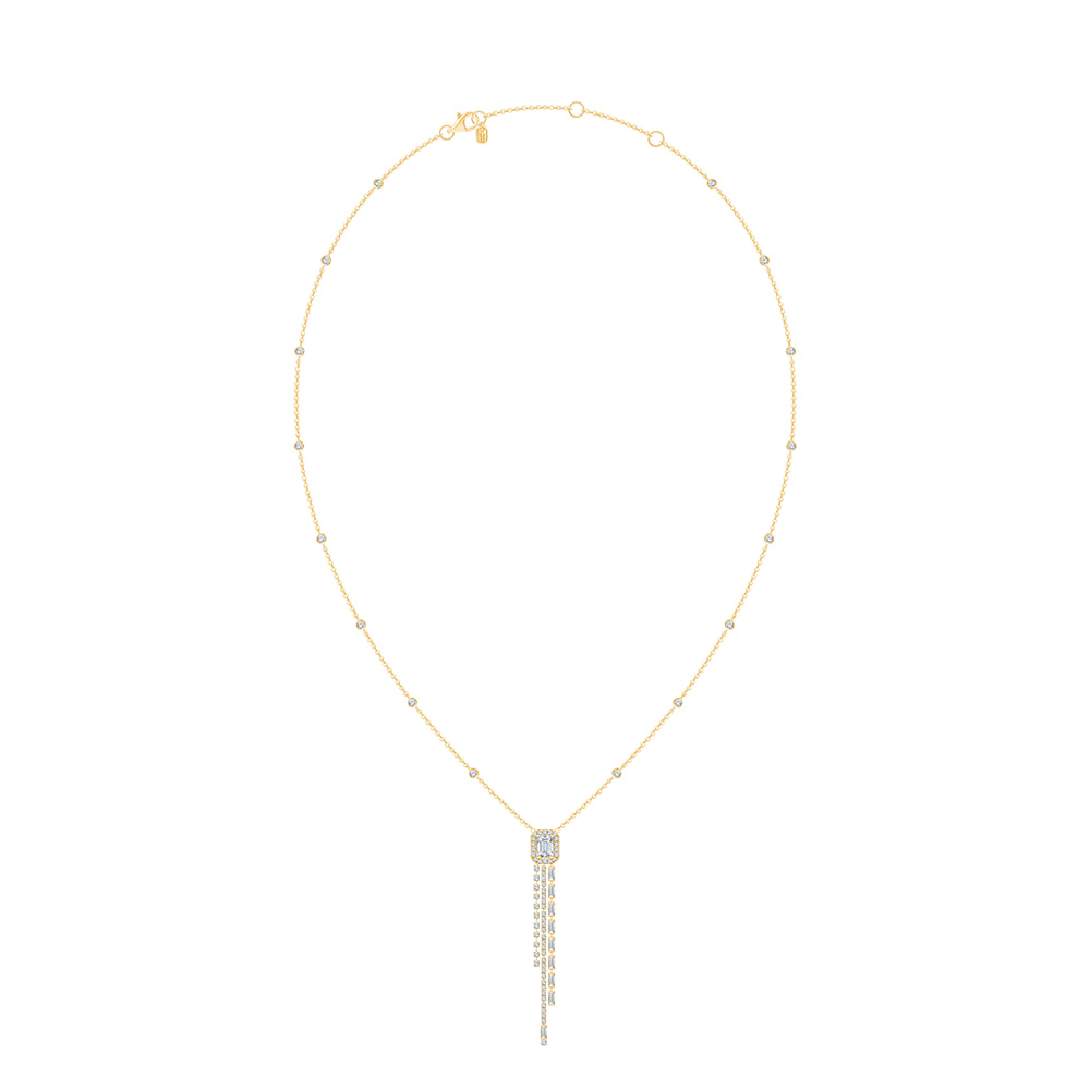 Baguette Cut Halo Tassel Pendant