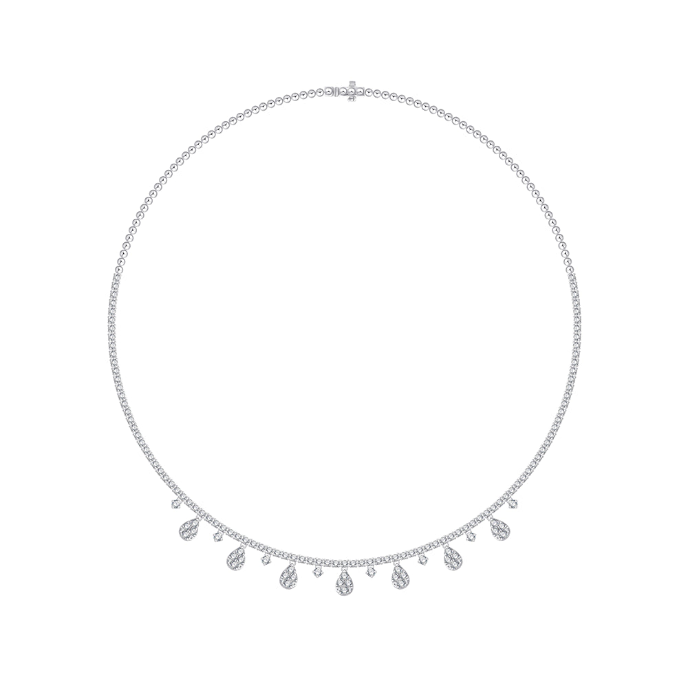 Brilliant Cut Pear Cluster Station Necklace