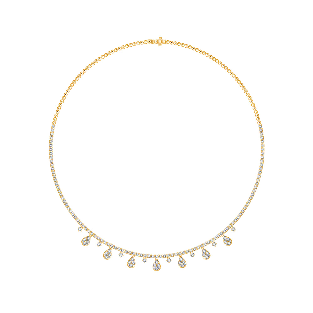 Brilliant Cut Pear Cluster Station Necklace