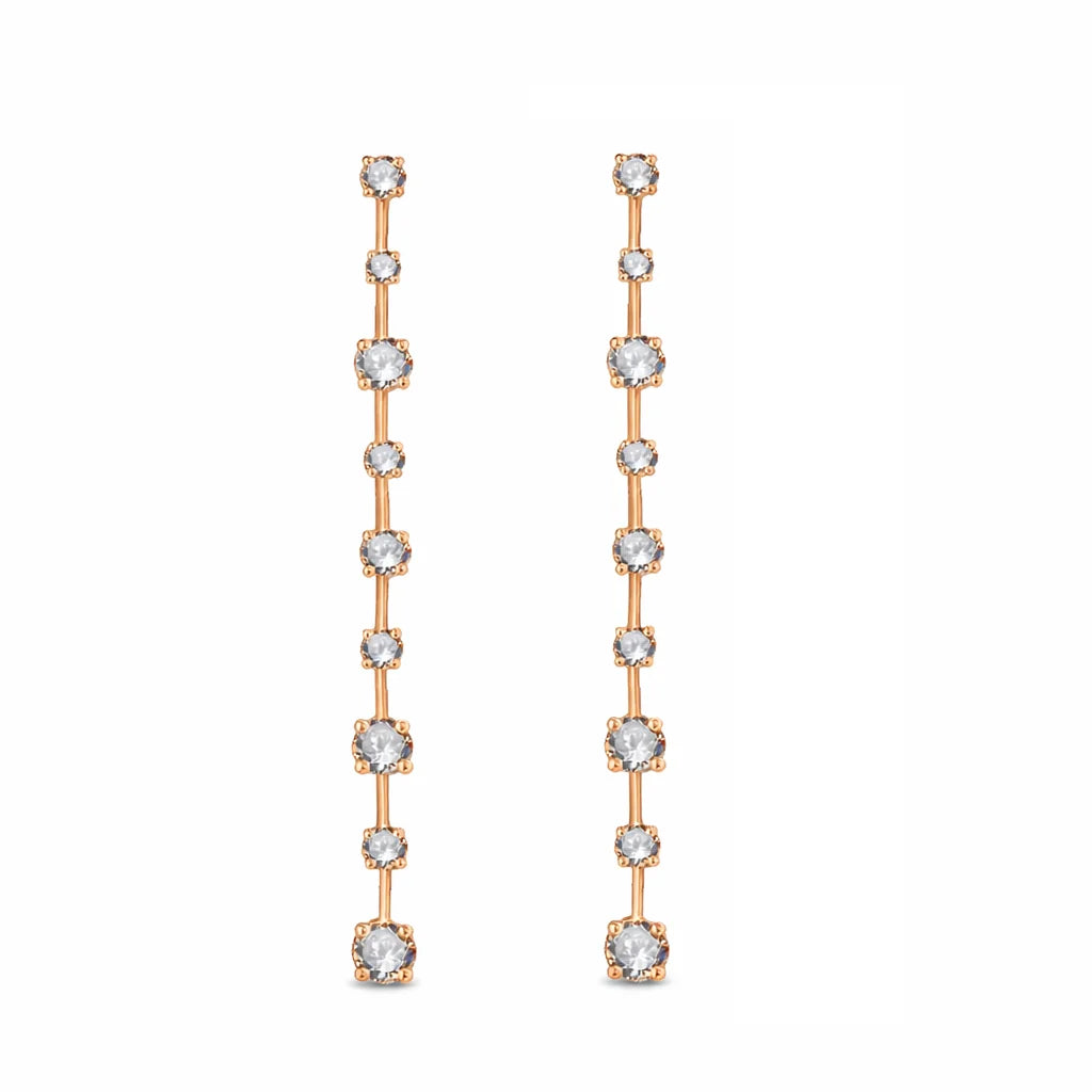 Brilliant Cut Alternating Station Drop Earrings 
