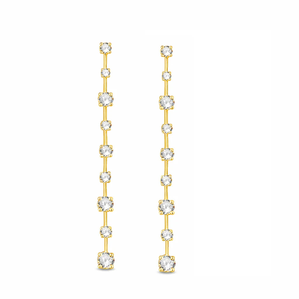 Brilliant Cut Alternating Station Drop Earrings 