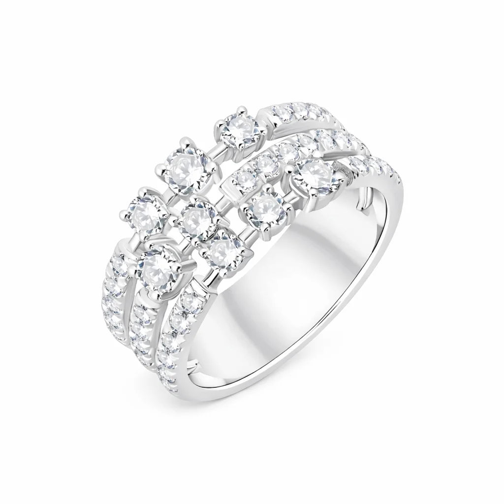 Brilliant Cut Three Row Band 