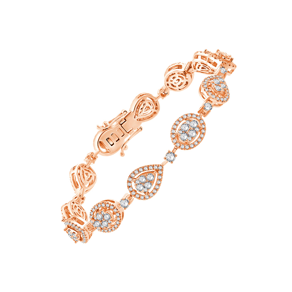 Mixed Cluster Halo Tennis Bracelet 
