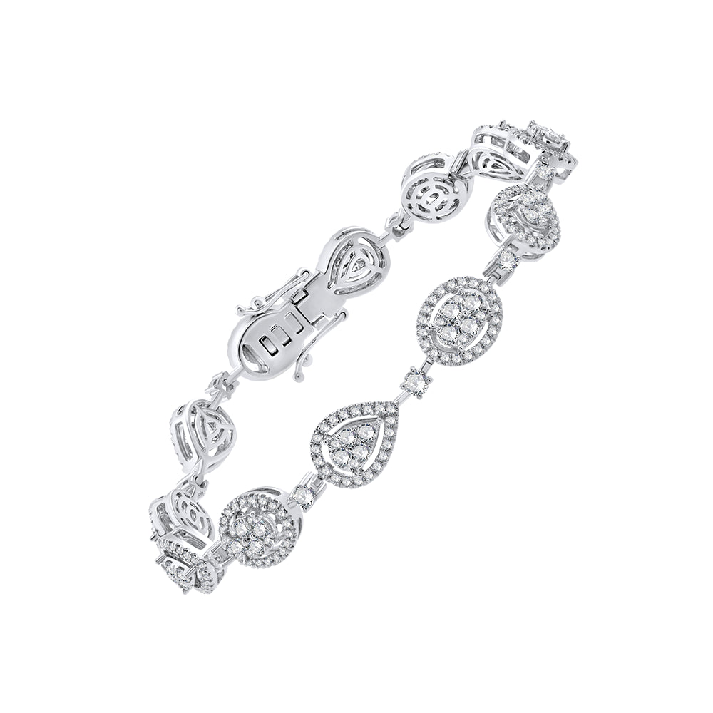 Mixed Cluster Halo Tennis Bracelet 