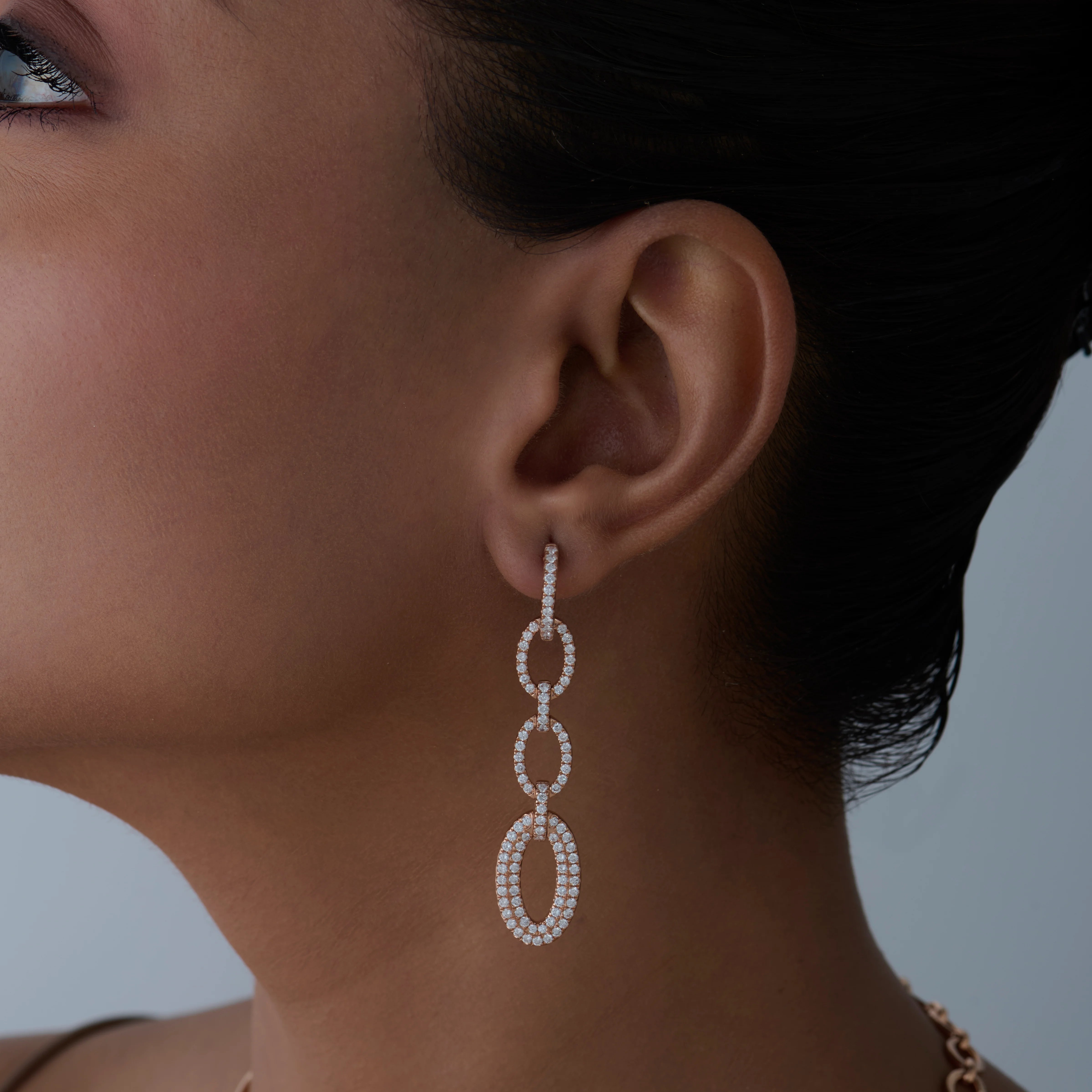 Brilliant Cut Open Oval Link Earrings