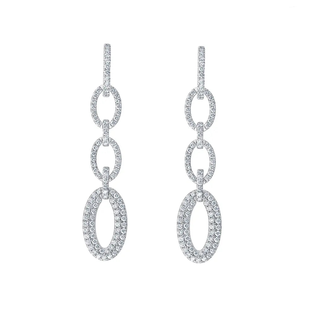 Brilliant Cut Open Oval Link Earrings