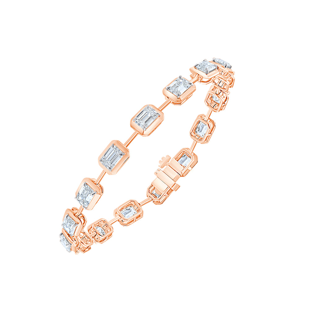 Emerald Cut Station Tennis Bracelet 