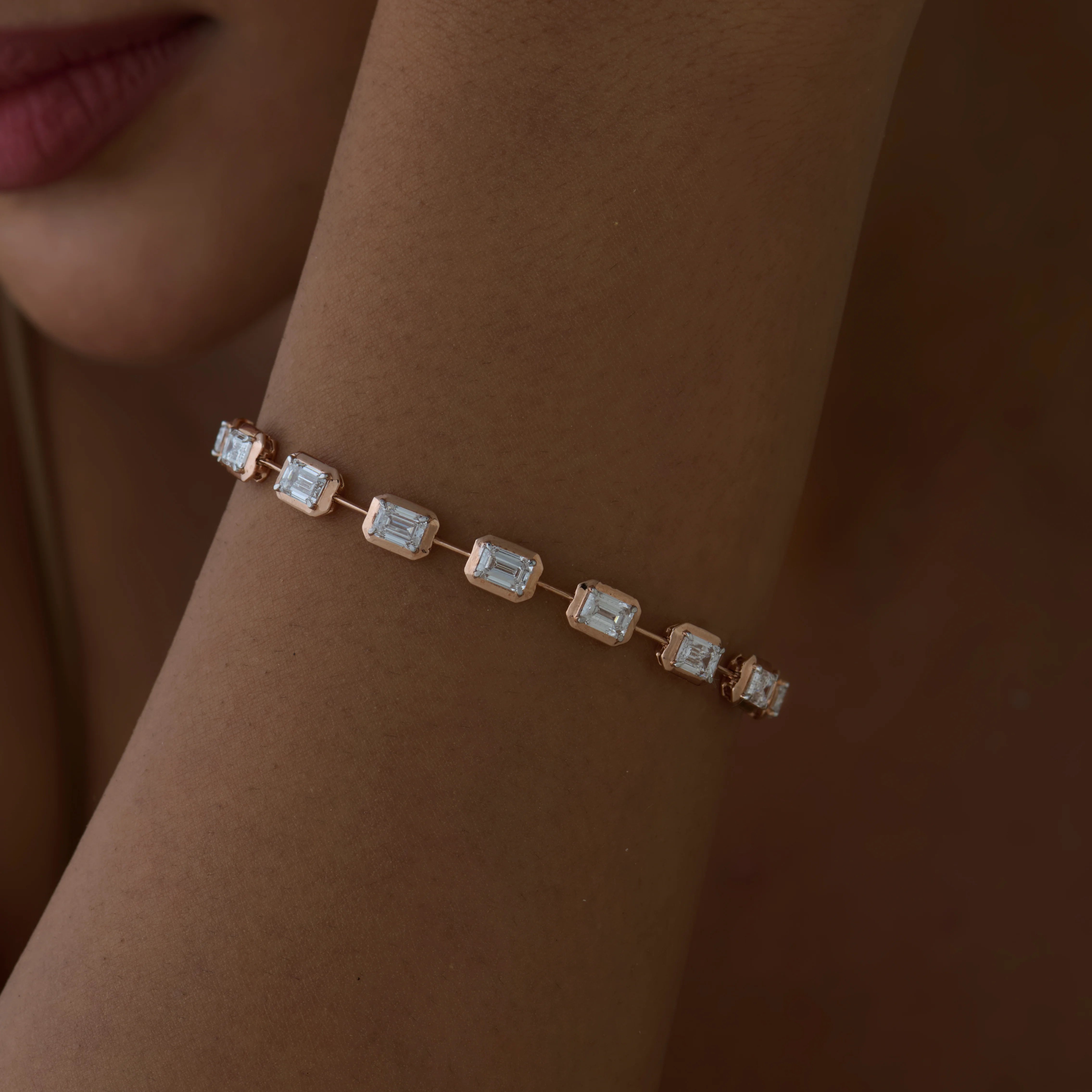 Emerald Cut Station Tennis Bracelet 