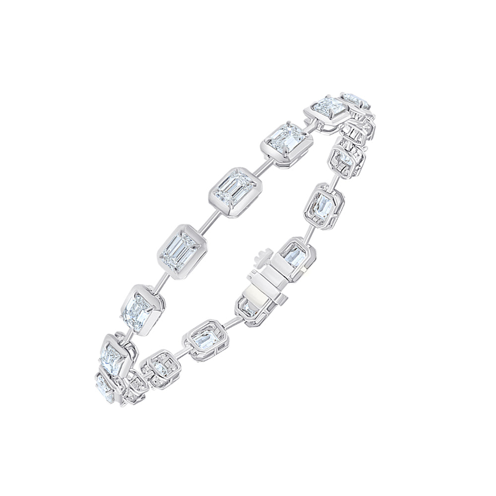 Emerald Cut Station Tennis Bracelet 