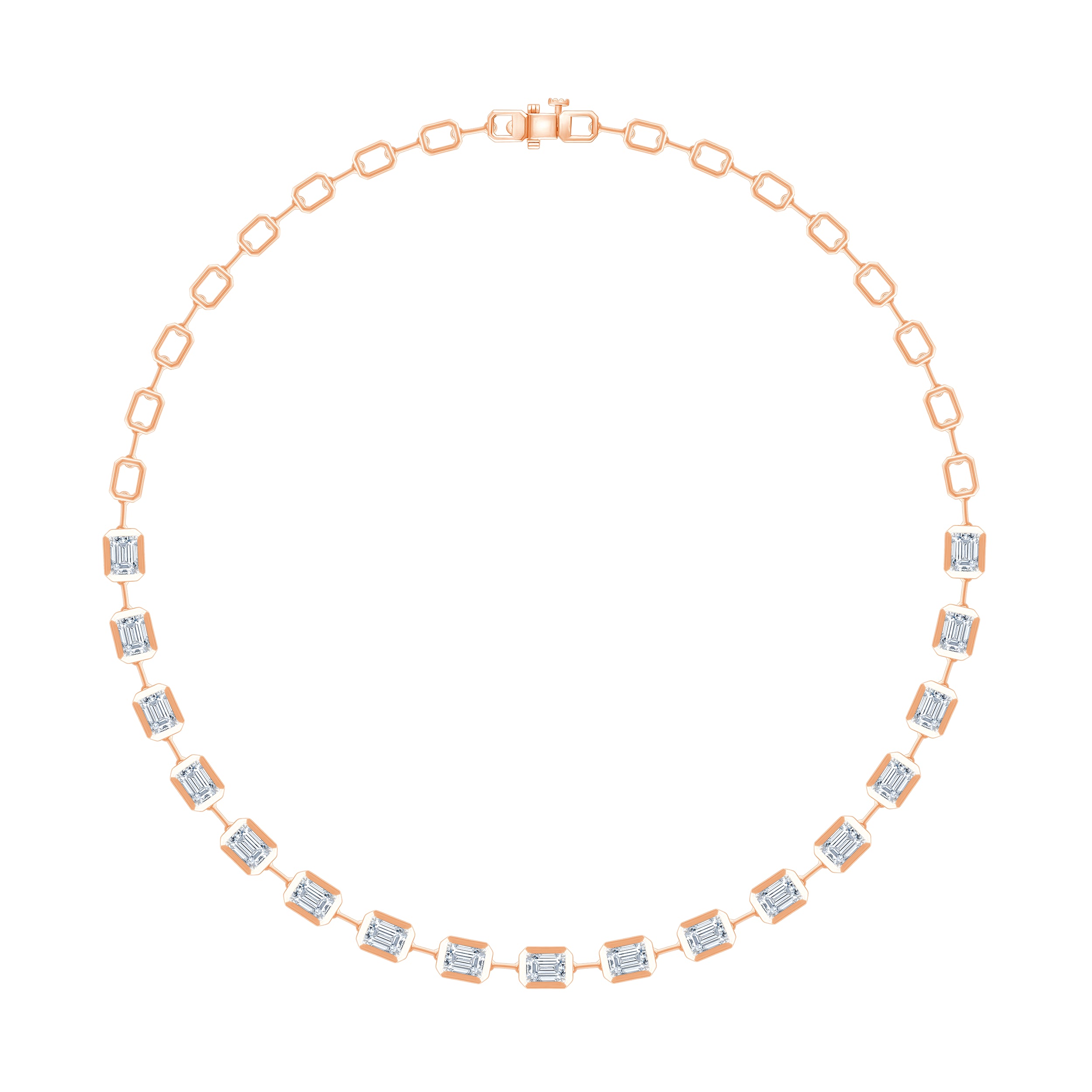 Emerald Cut Station Tennis Necklace 