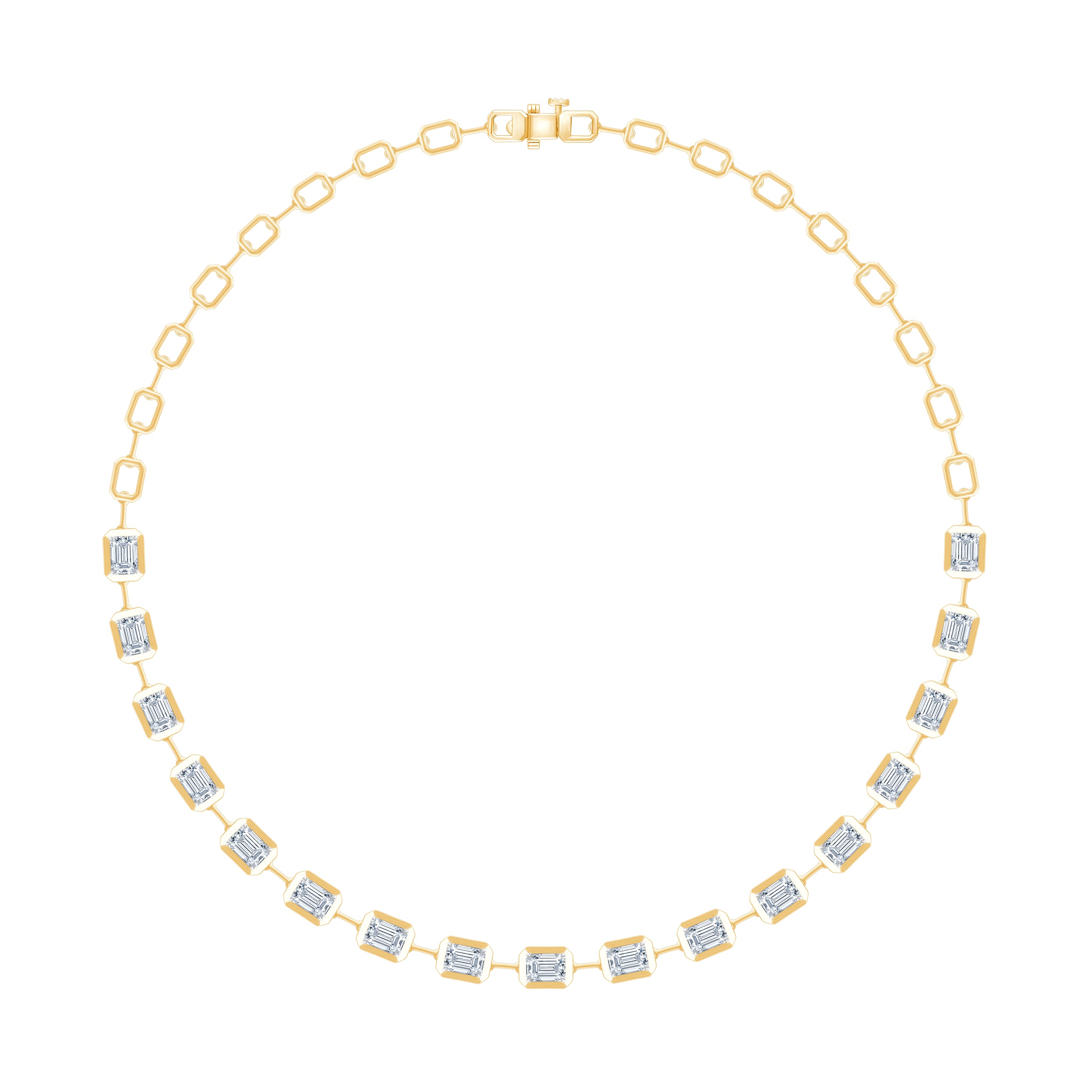 Emerald Cut Station Tennis Necklace 