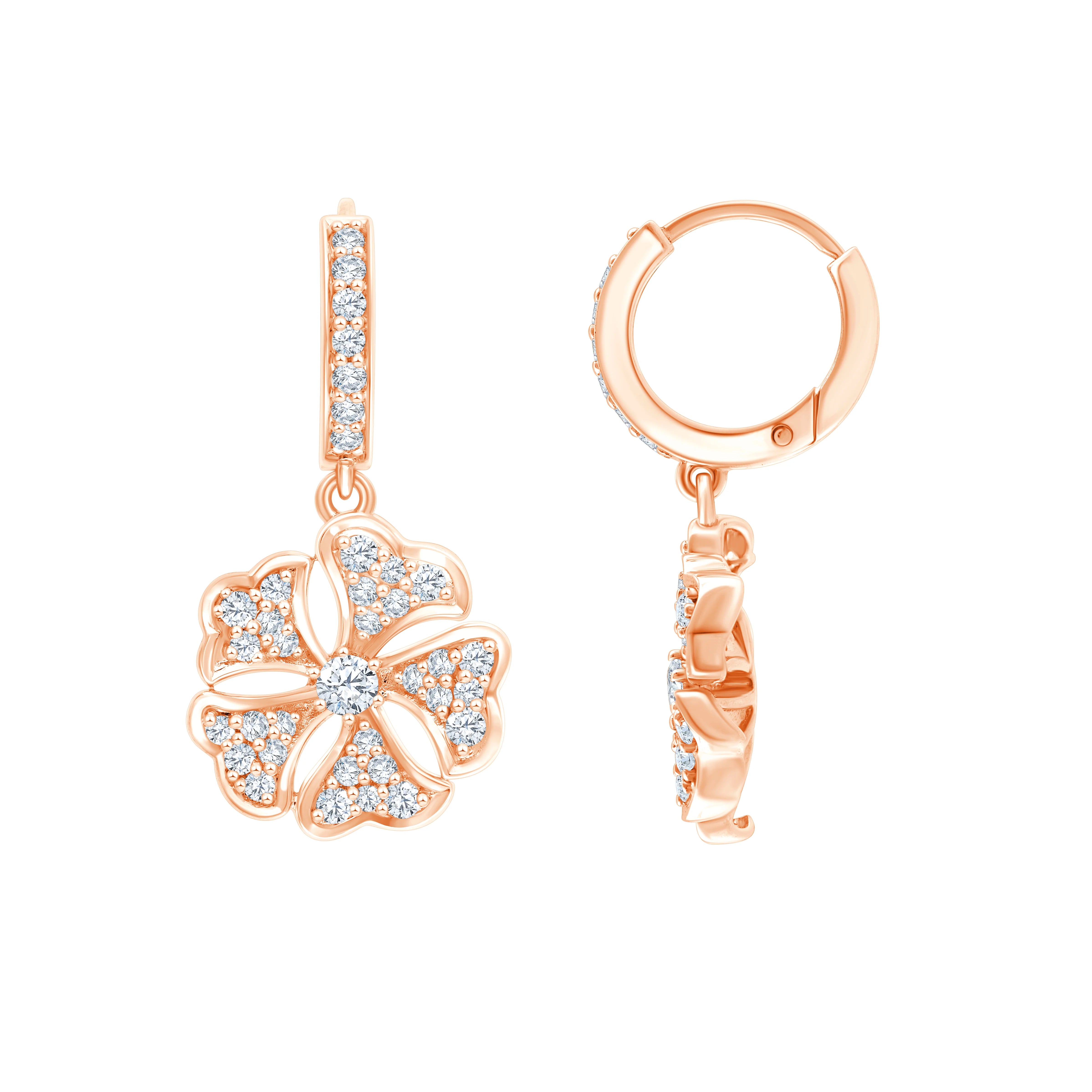 Brilliant Cut Floral Drop Earrings 
