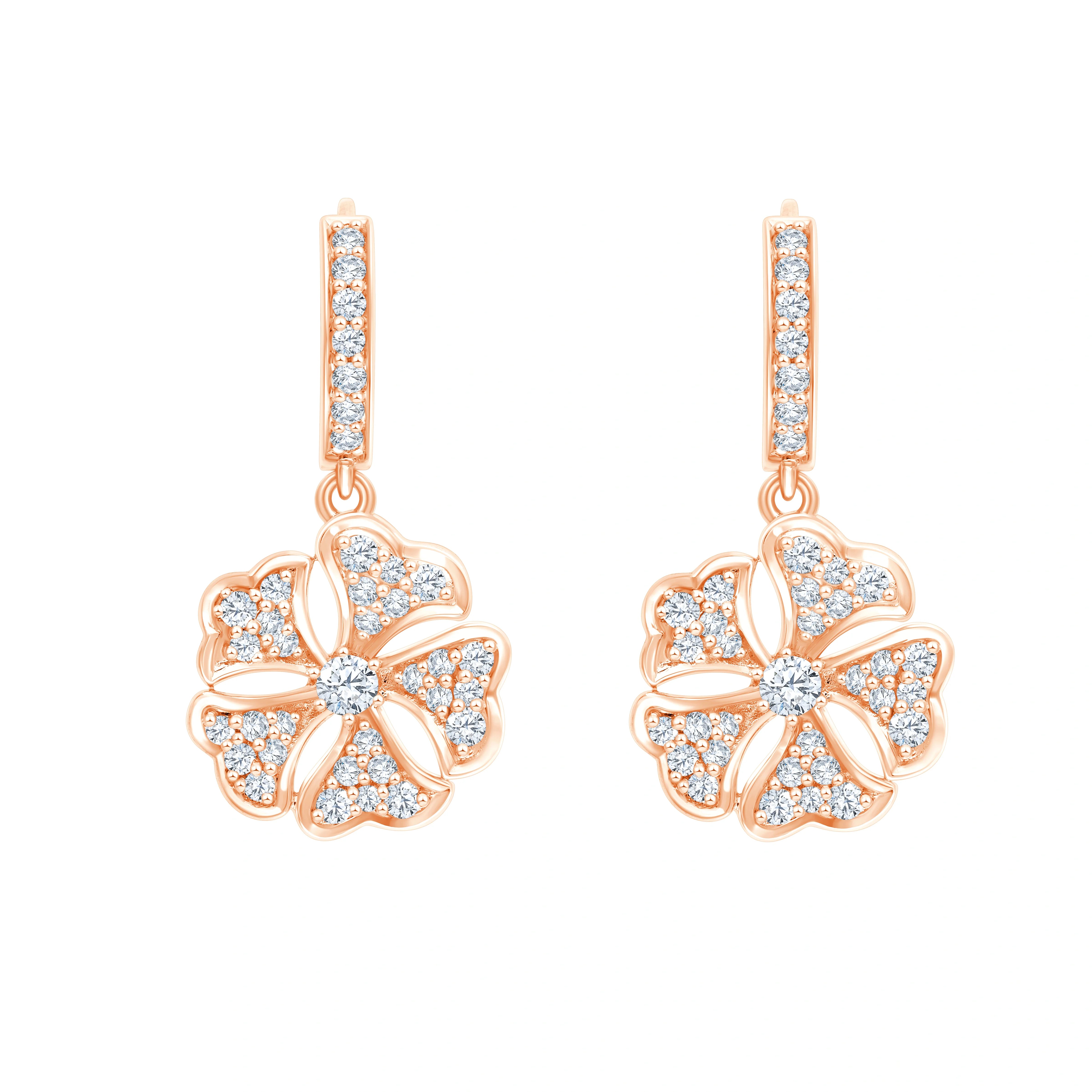 Brilliant Cut Floral Drop Earrings 
