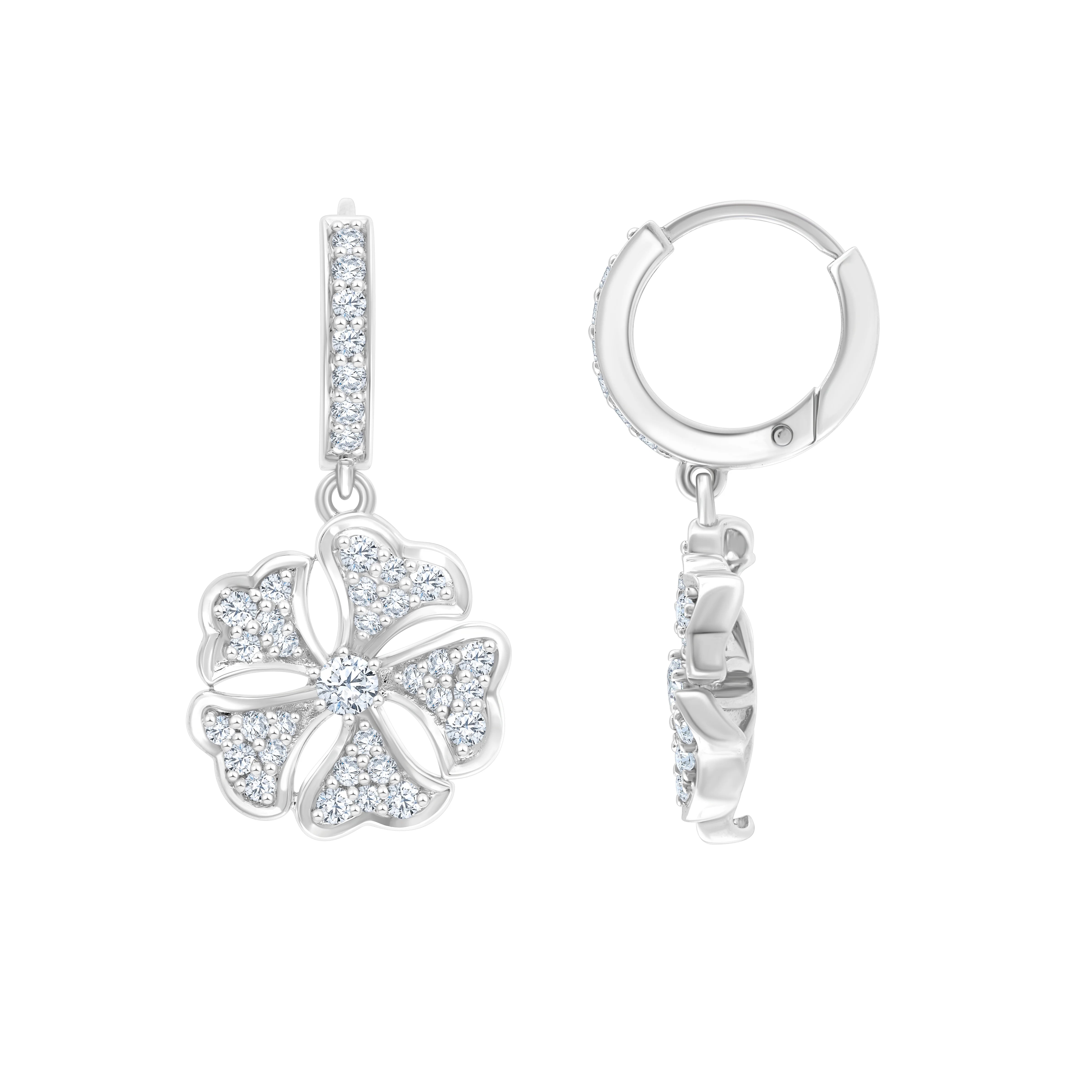 Brilliant Cut Floral Drop Earrings 