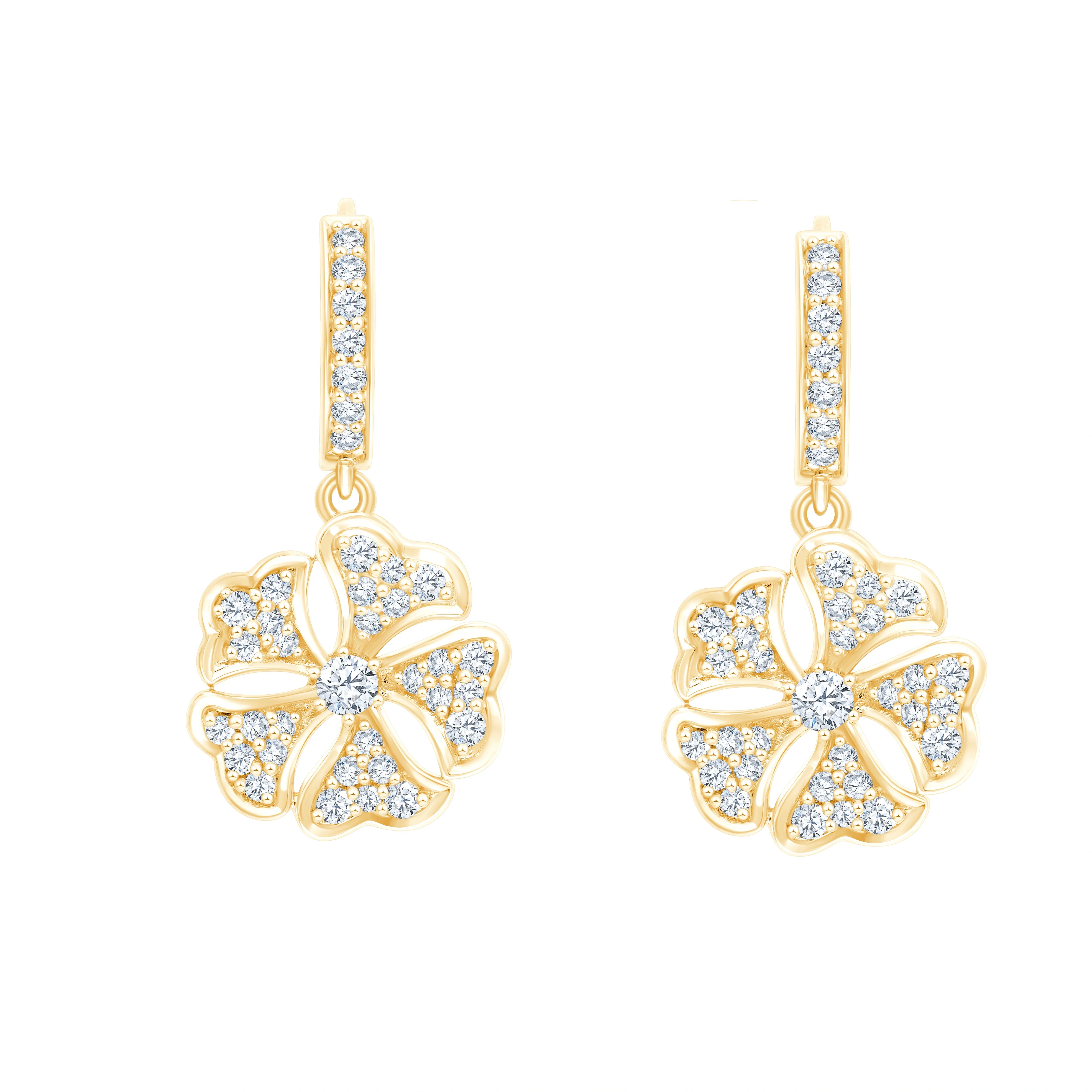 Brilliant Cut Floral Drop Earrings 