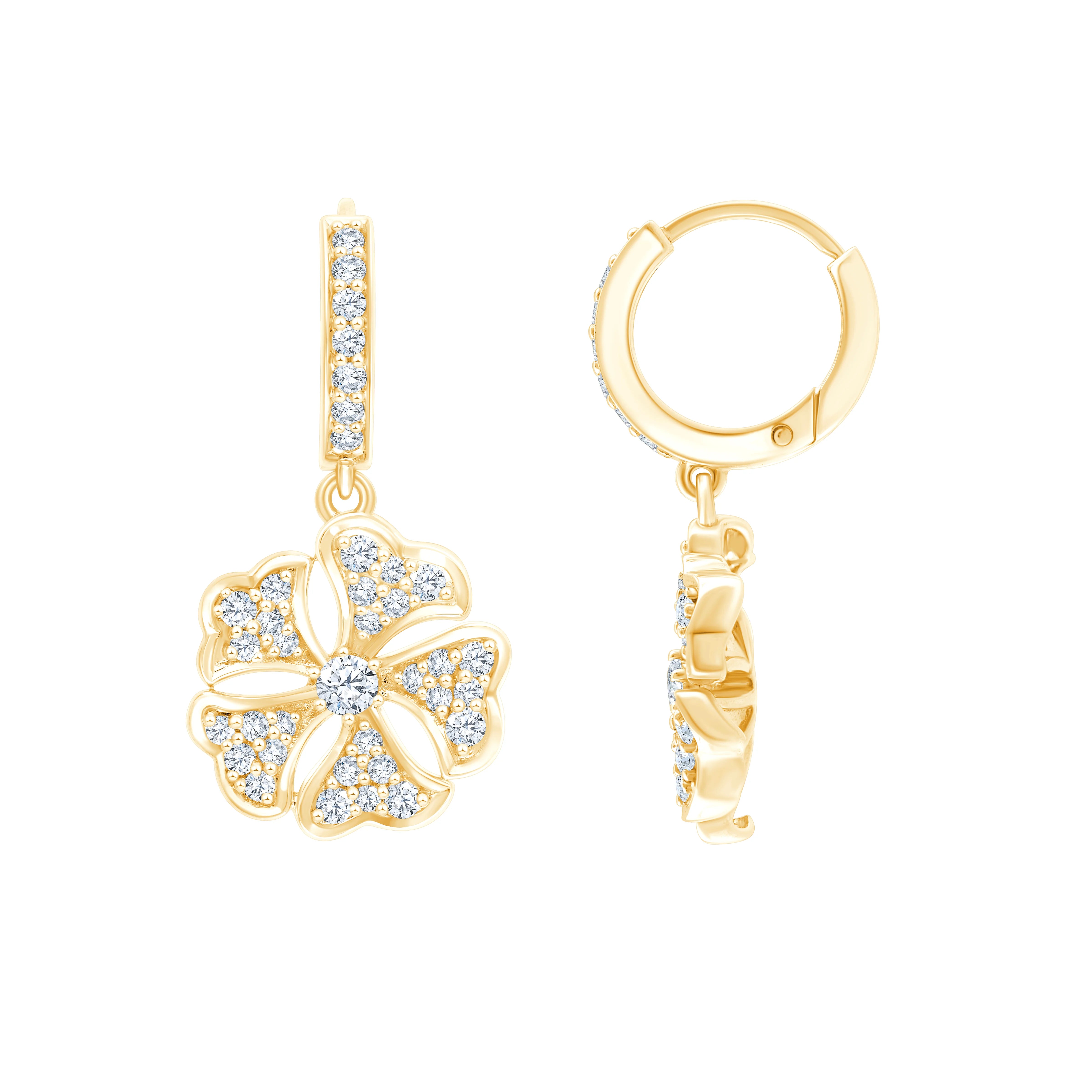 Brilliant Cut Floral Drop Earrings 