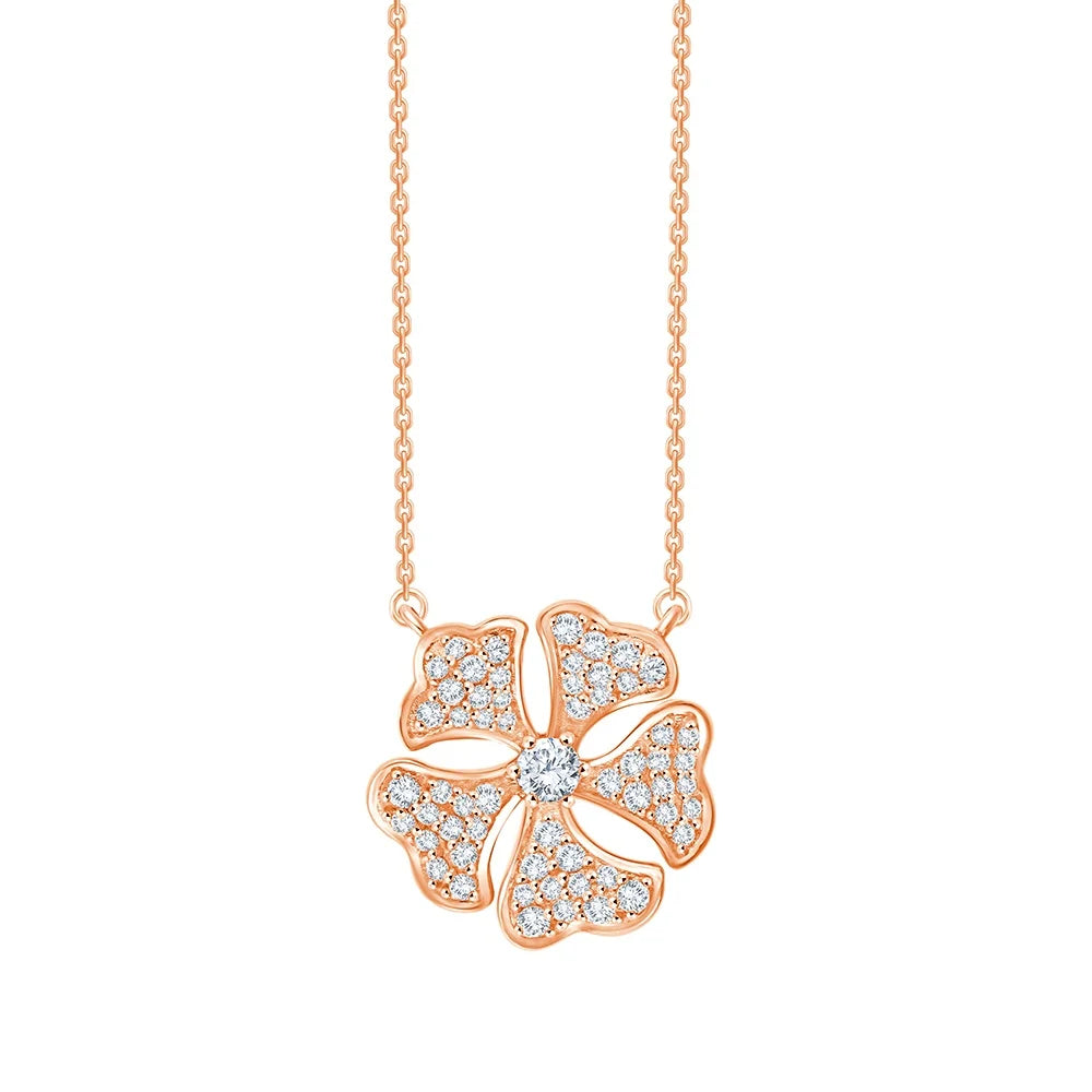 Brilliant Cut Floral Pave Pendant