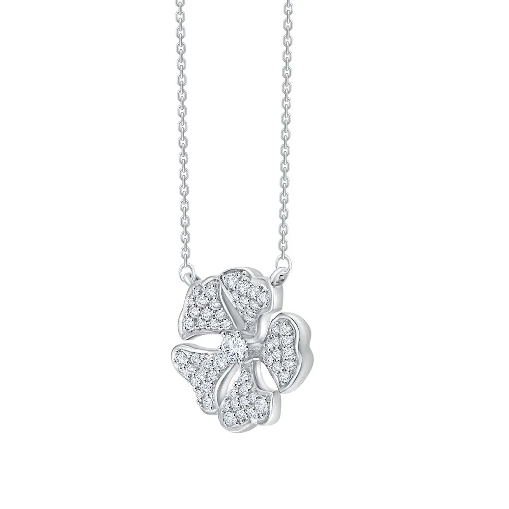 Brilliant Cut Floral Pave Pendant