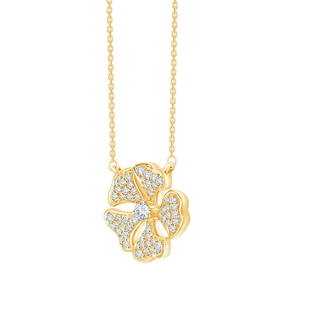 Brilliant Cut Floral Pave Pendant