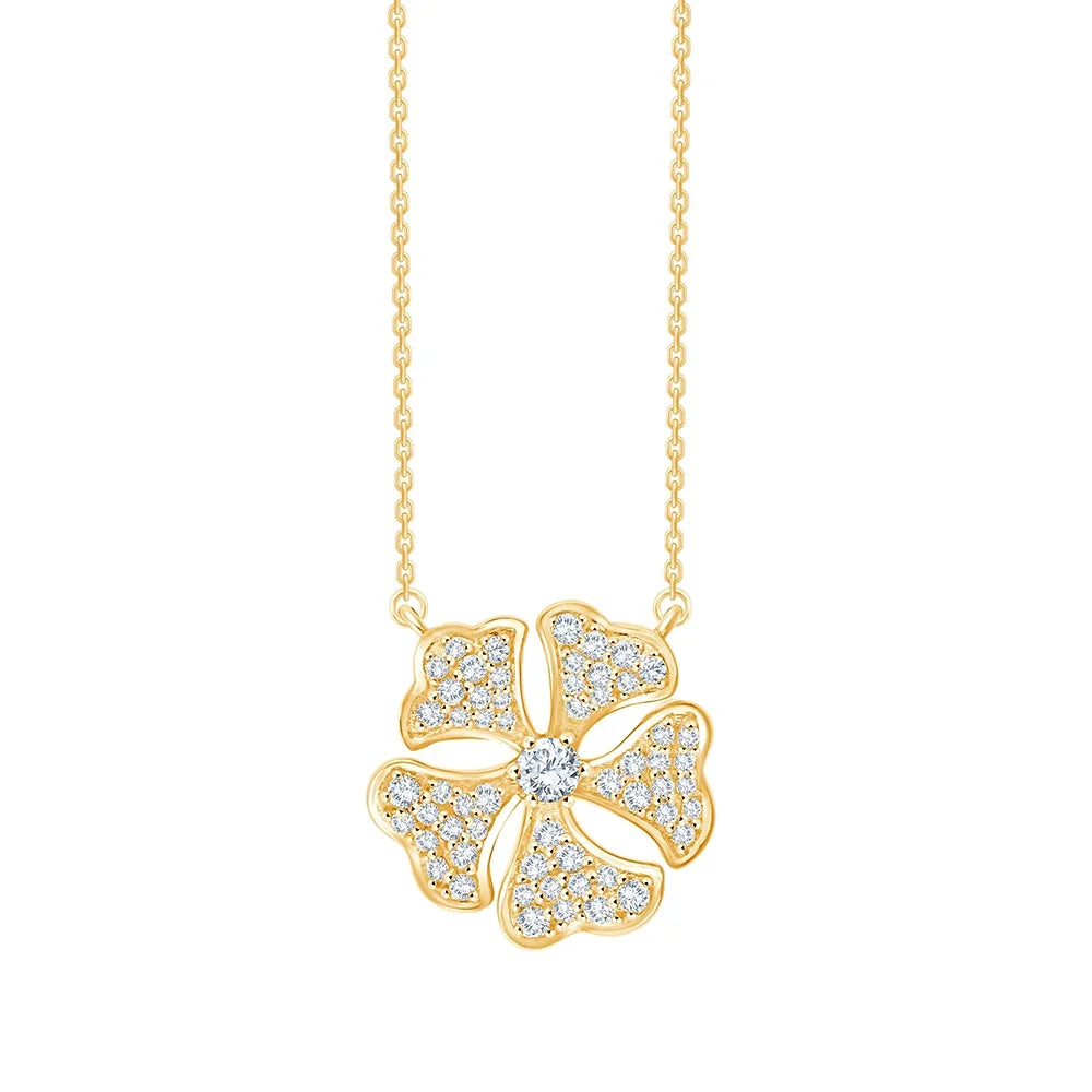 Brilliant Cut Floral Pave Pendant